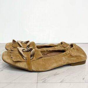 Sam Edelman Mimi Brown Fringe Square Toe Flat 8